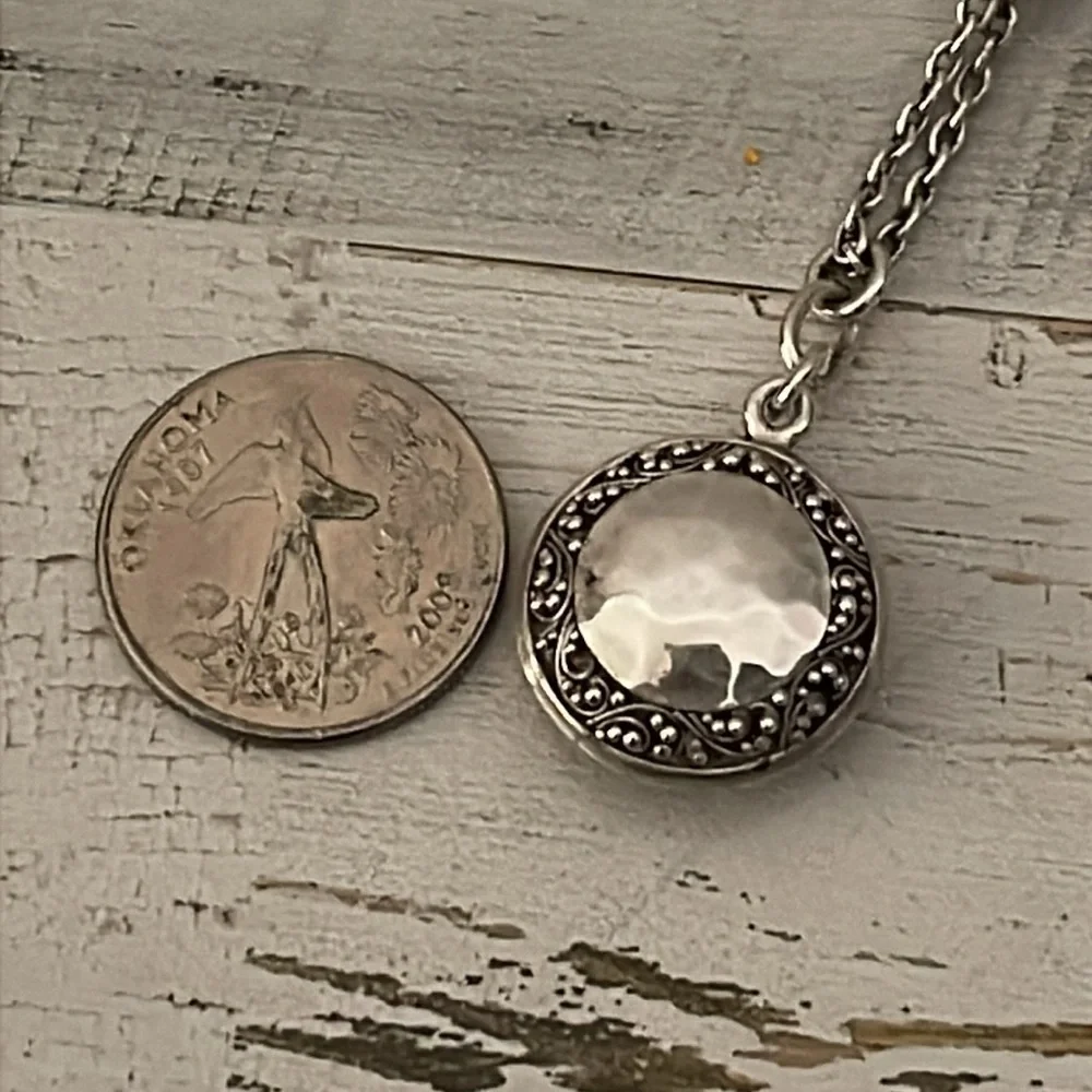 Lois Hill Sterling Silver Y Drop Pendant Necklace Hammered Filigree 925